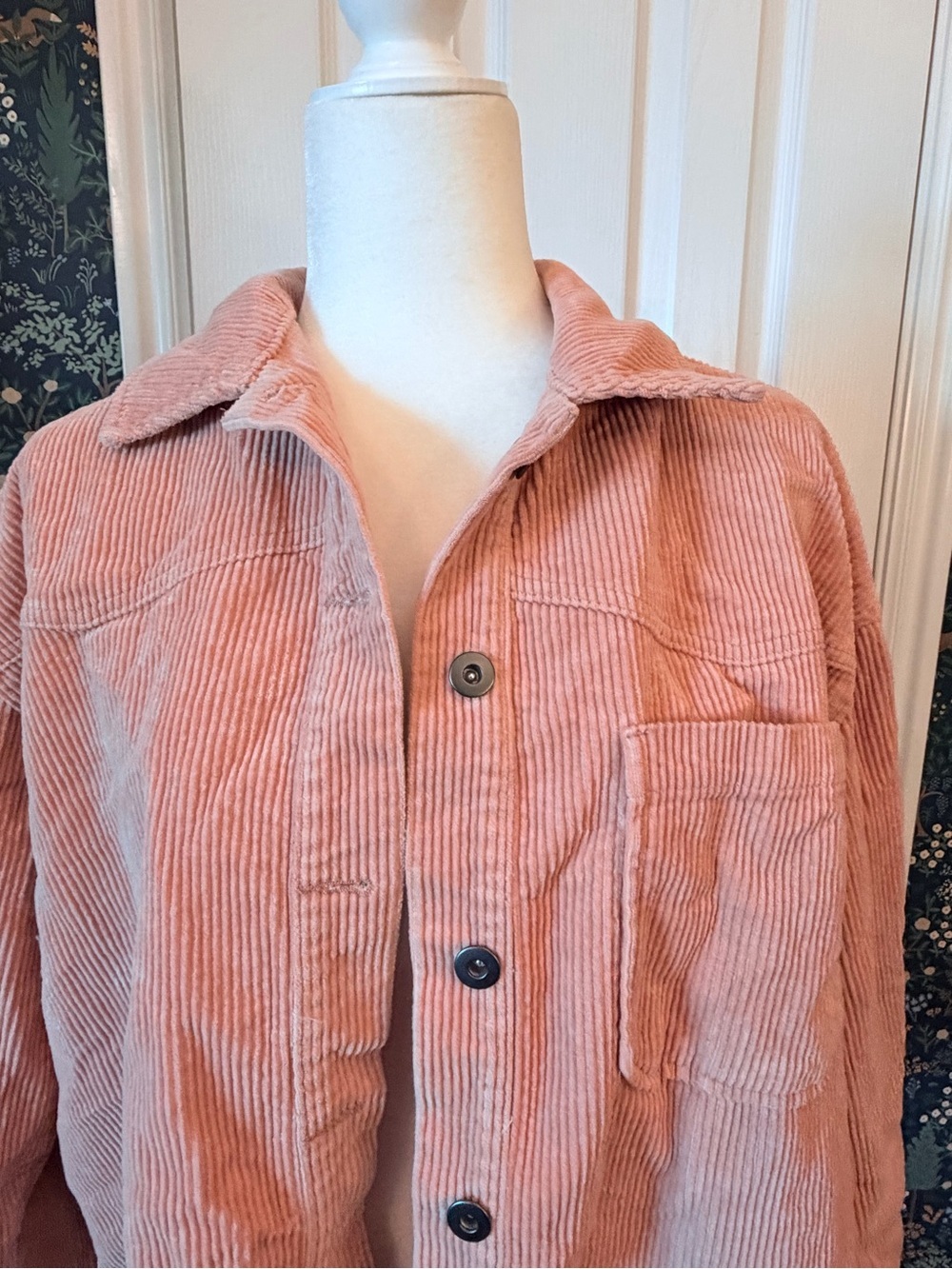Zara Blush Pink Ribbed Button-Up Top - Picture 2 of 5